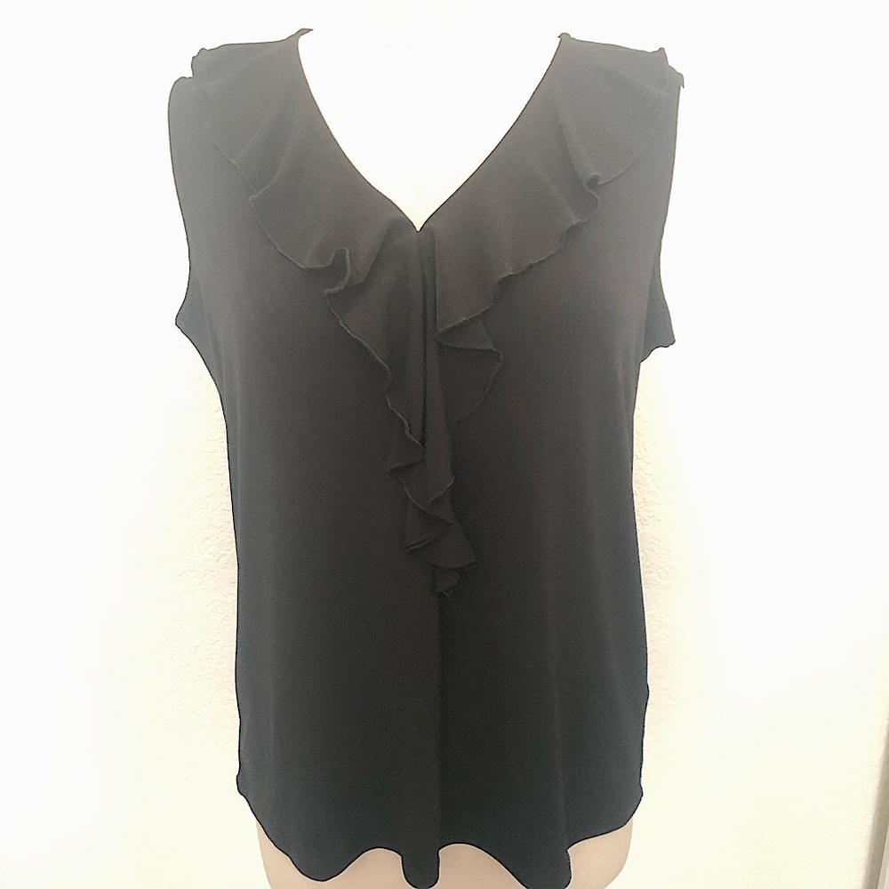 Adrianna Papell Ruffled V~Neck Top~Large - Picture 8 of 8